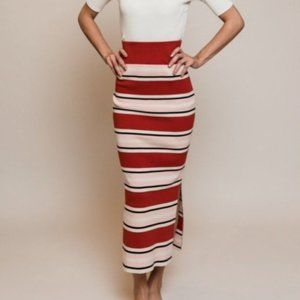 Callahan Red and Cream Striped Maxi Skirt